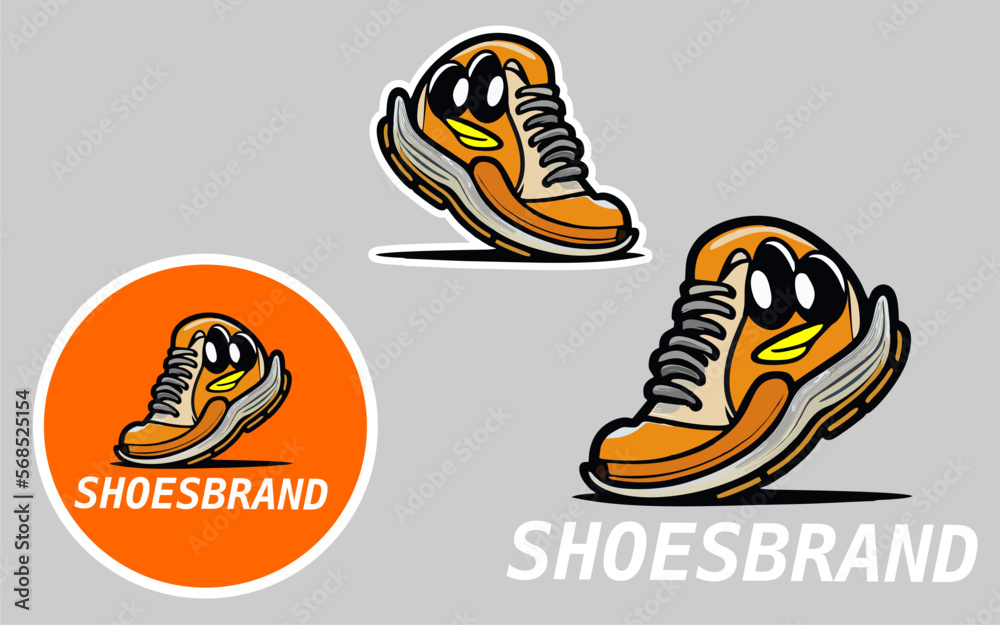 Shoes Shop Logo Template Design cartoon icon design template modern vector, art abstract shoes sneaker logo design vector, Shoes Store