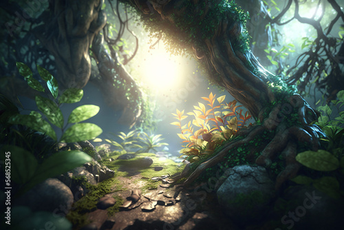 sunlight  fairy forest  octane render  ultrarealistic  dramatic  cinematic