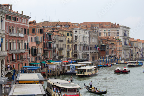 Venetian canals with countless boats and gondolas.  © Keifer