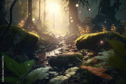 sunlight, fairy forest, octane render, ultrarealistic, dramatic, cinematic