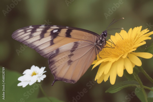 Butterfly resting on a yellow flower