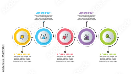 Infographics for business concept with icons and 5 options or steps. For content, diagram, flowchart, steps, parts, timeline infographics, workflow, chart.