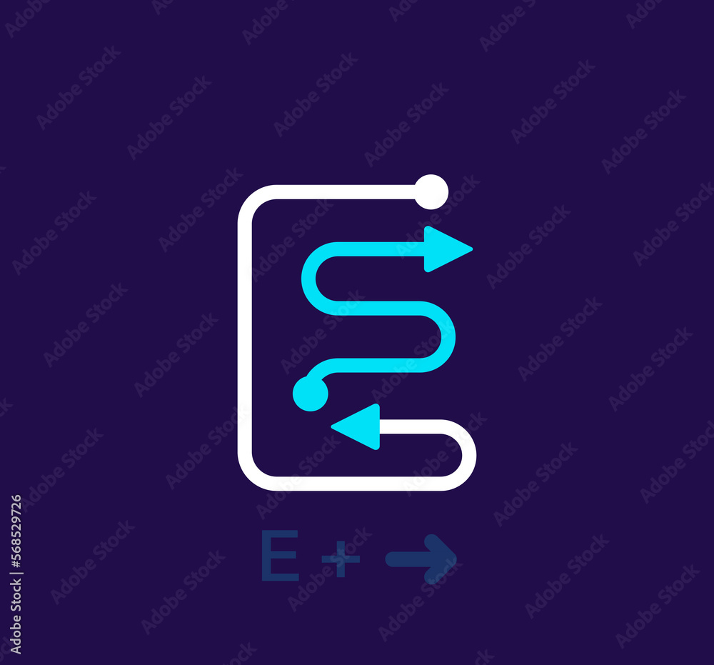 Linear letter E logo. Unique logo. Abstract letter simple rotating arrow target icon. corporate identity vector eps. Linear letter E logo. Unique logo. Abstract letter simple rotating arrow target icon. corporate identity vector eps.