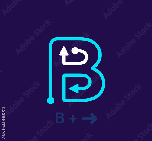 Linear letter B logo. Unique logo. Abstract letter simple rotating arrow target icon. corporate identity vector eps.