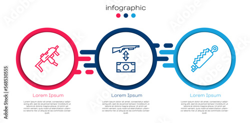 Set line MP9I submachine gun, Buying assault rifle and Trap hunting. Business infographic template. Vector photo