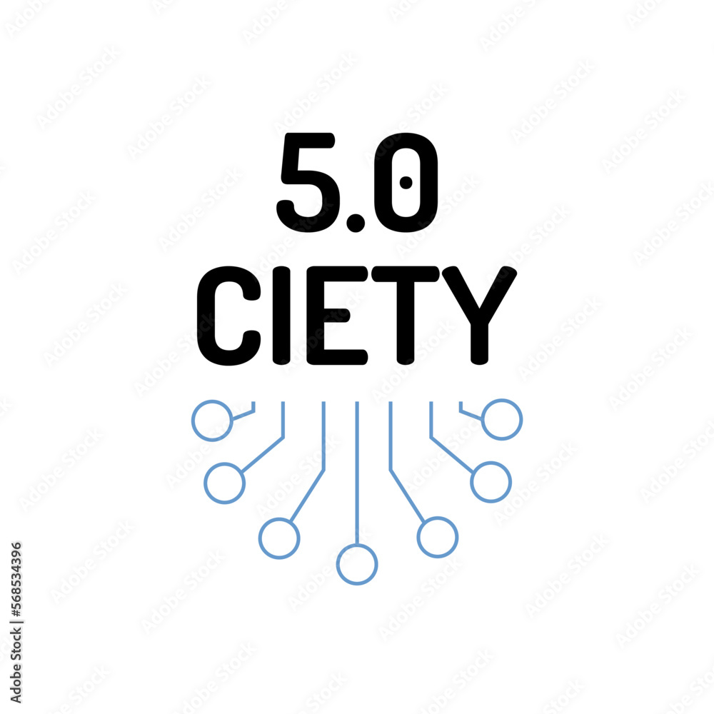 Society 5.0 design. Human-centered association. Sustainable, inclusive system.Isolated vector illustrations Society 5.0 design. Human-centered association. Sustainable, inclusive system.Isolated vector illustrations