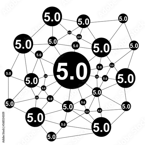 Society 5.0 design. Human-centered association. Sustainable, inclusive system.Isolated vector illustrations