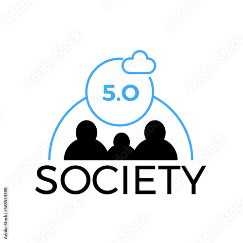 Society 5.0 design. Human-centered association. Sustainable, inclusive system.Isolated vector illustrations