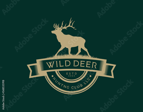 Hunting wild deer Logo or icon sign symbol vector 