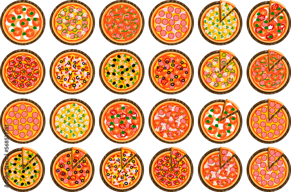 Various sweet tasty pizza Various sweet tasty pizza