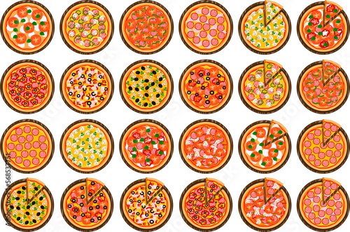Various sweet tasty pizza