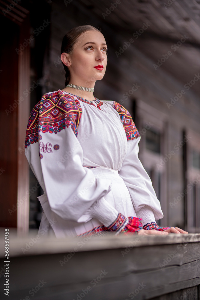 Young beautiful slovak woman in traditional costume. Slovak folklore Young beautiful slovak woman in traditional costume. Slovak folklore