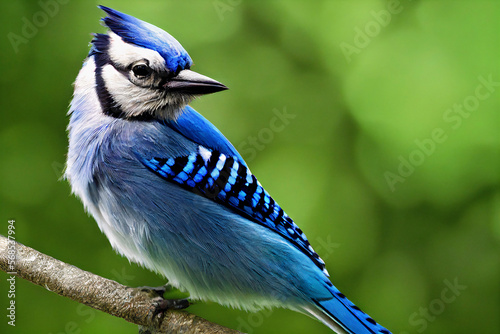 A vibrant blue jay looking over the shoulder.