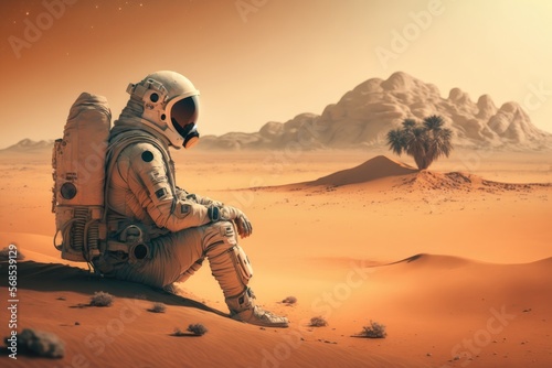 Astronaut Surviving in the Desert Generative AI