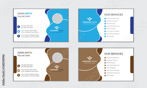 Modern creative business card name card horizontal abstract and simple clean template vector design Clean professional business card template visiting card flat blue business card.