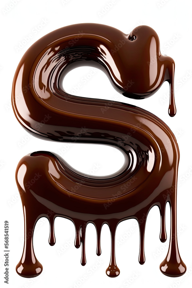 Letter S Made of Melted Chocolate Isolated on White Background Letter S Made of Melted Chocolate Isolated on White Background