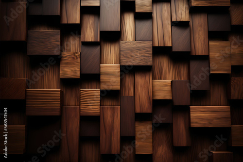 wooden cubes, wooden texture background, 3d, Abstract Wood textured cube wall pattern. Generative Ai