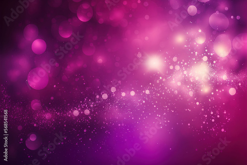 abstract bokeh background, Beautiful abstract shiny light and glitter on purple pink gradient background. Generative Ai