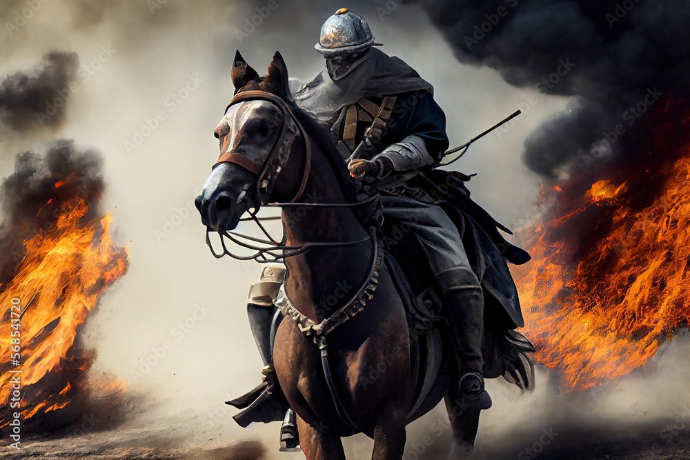 Fototapeta premium Cavalry on the battlefield. Generative AI.