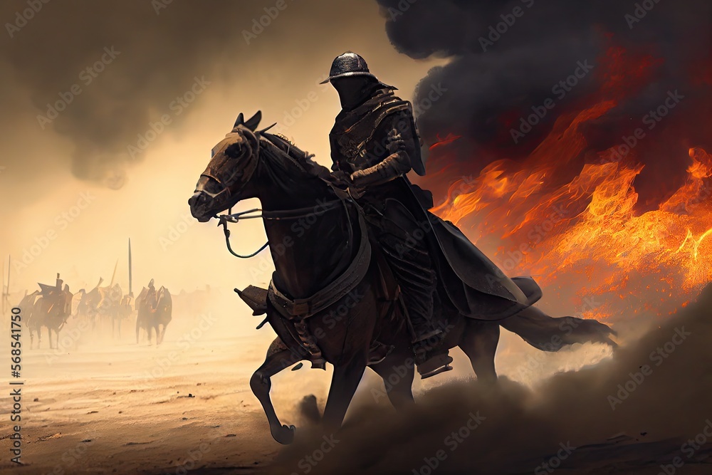 Cavalry on the battlefield. Generative AI. Cavalry on the battlefield. Generative AI.