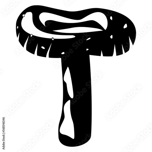 Russula delica mushroom outline. Edible Organic mushrooms. Truffle brown cap. Forest wild mushrooms types.