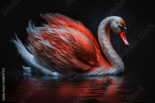 Fototapeta Naklejka Na Ścianę i Meble -  Scarlet Beauty: A Majestic Red Swan