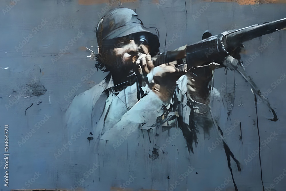 Fototapeta premium soldier with rifle