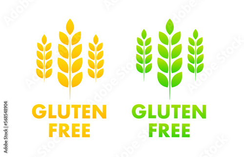Gluten-free icon. Wheat symbols for gluten-free packaging or dietary food sign. Free food label or sticker flat. On a white isolated background. Vector illustration