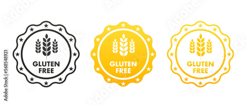Gluten-free icon. Wheat symbols for gluten-free packaging or dietary food sign. Free food label or sticker flat. On a white isolated background. Product quality. Vector illustration
