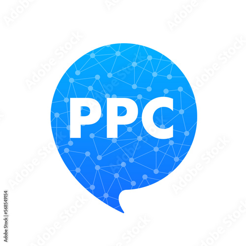 PPC advertising online messenger. Marketing strategy for business promotion. Pay for the banner on the web page. Vector illustration