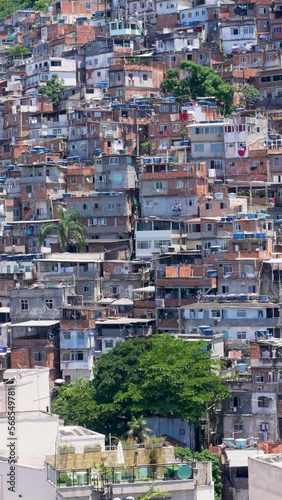 aerial view to the Favela Cantagalo-Pavao-Pavaozinho from Copacabana in Rio de Janeiro photo