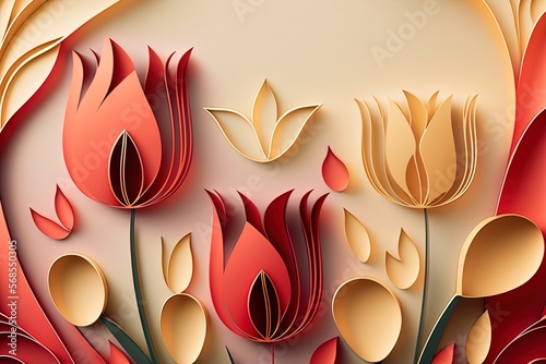 Abstract flower paper cut b...