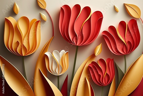 Abstract flower paper cut b...