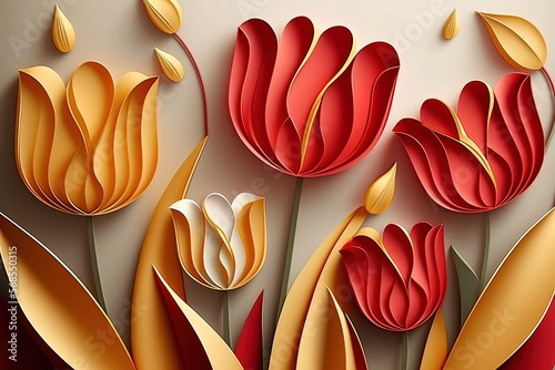Abstract flower paper cut b...