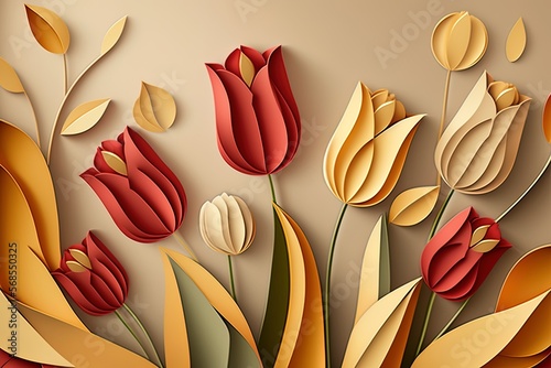 Abstract flower paper cut b...