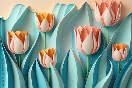 Abstract flower paper cut b...