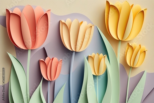 Abstract flower paper cut b...
