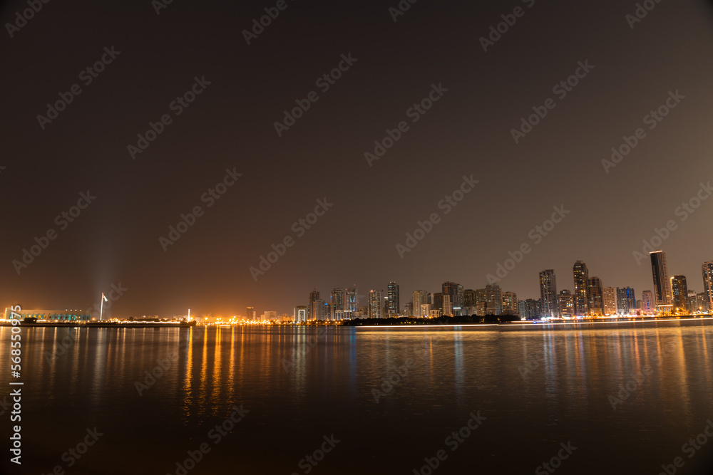 Sharjah  urban cityscape skyline night scene