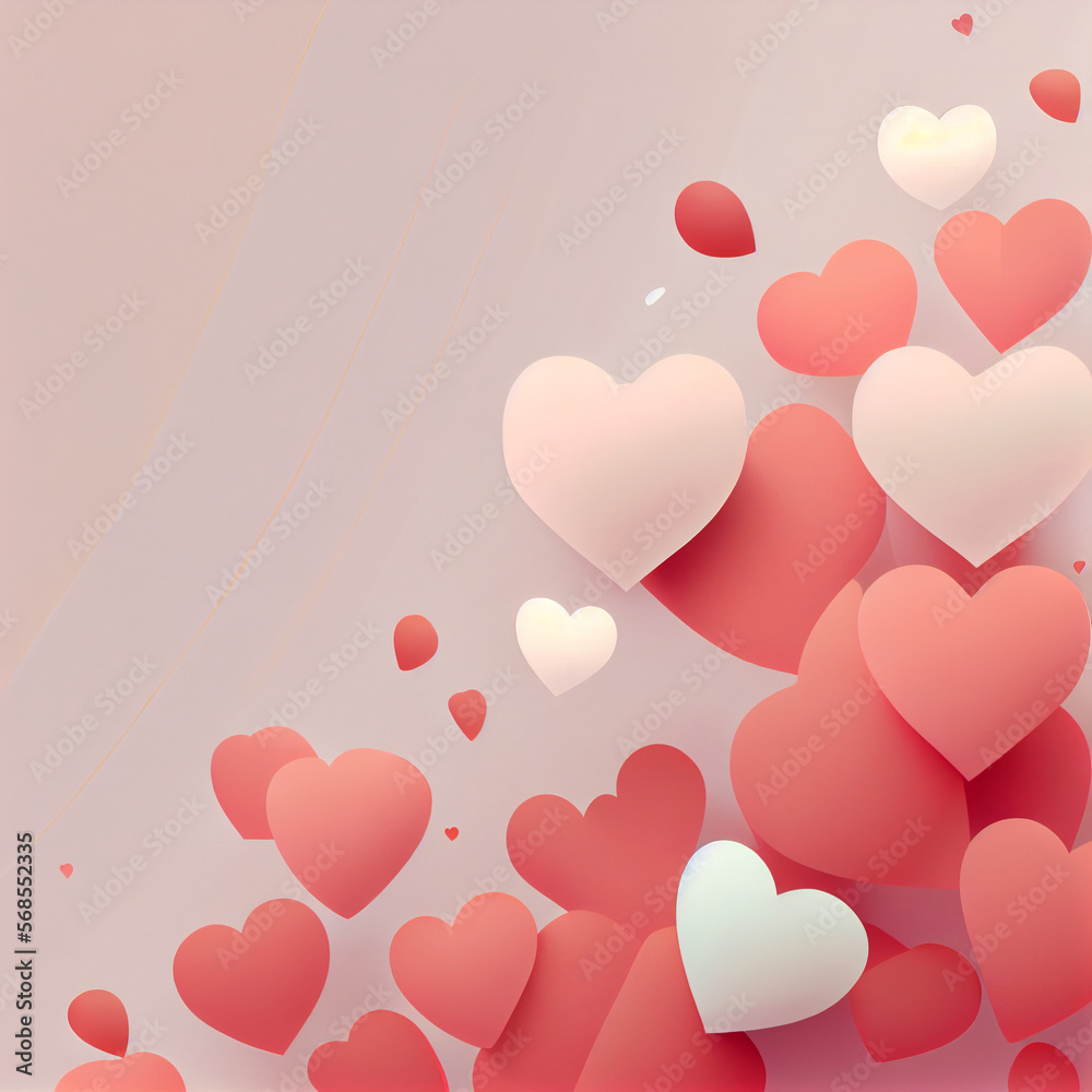 Abstract hearts background, colorful heart shape symbol love valentine wallpaper, Generative AI
