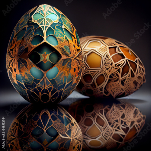 Luxury elegant Easter egg illustration, Generative AI