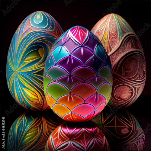 Luxury elegant Easter egg illustration, Generative AI