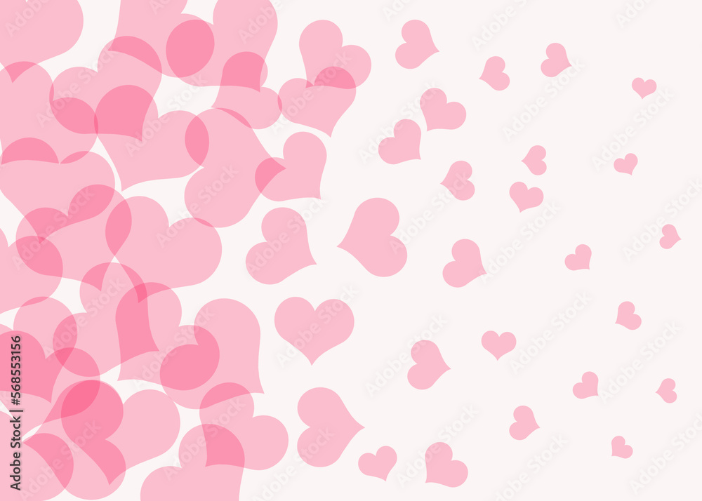 Pink flying hearts isolated on white background for Valentine's Day, Mother's Day, birthday, wedding.