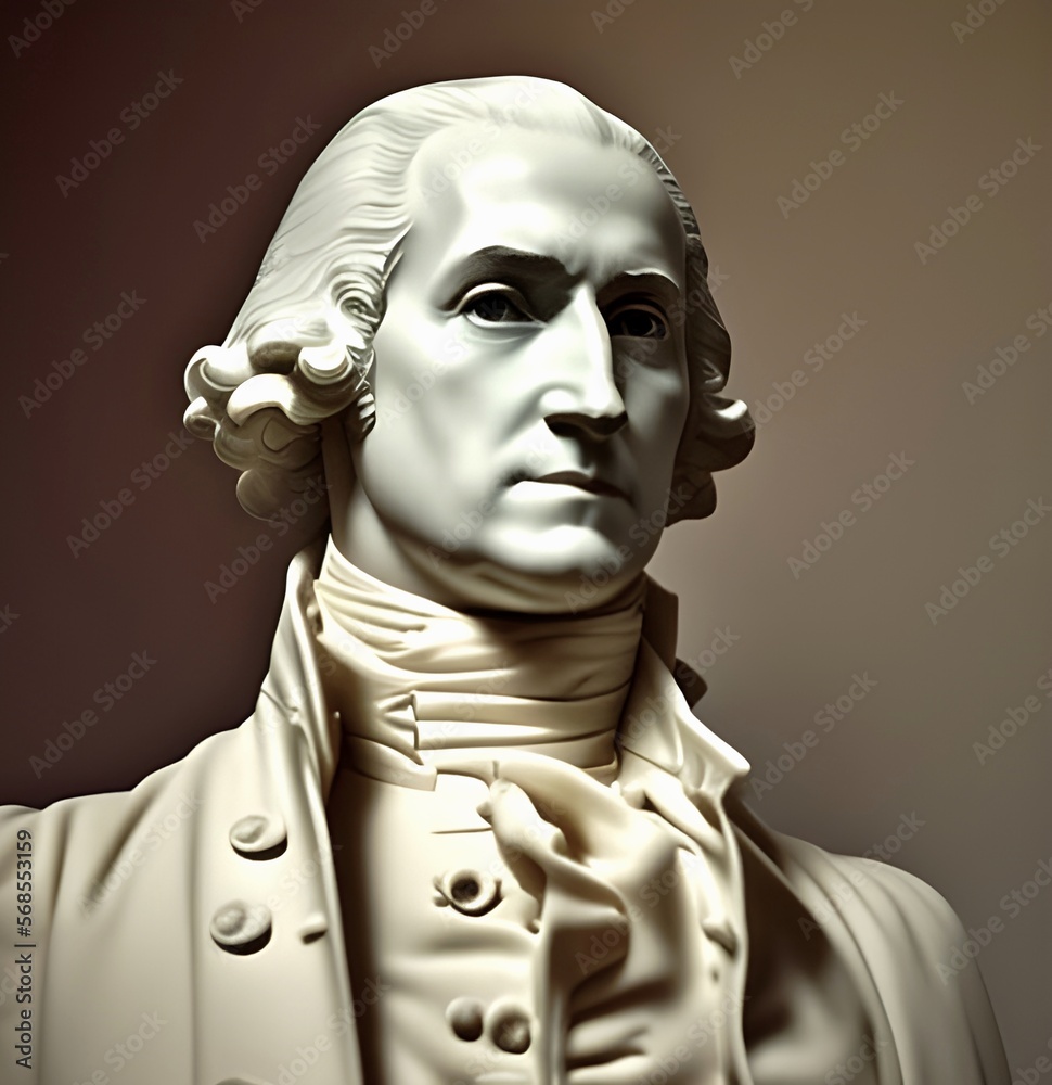 Generative AI image featuring the white marble bust of President George ...