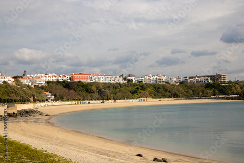 Landscape of the empty Vasco da Gama beach in Sines - Portugal on a cloudy day