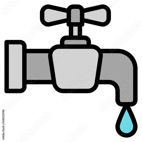 water tap faucet Color line icon
