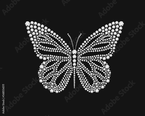 butterfly isolated on white rhinestone strass diamond