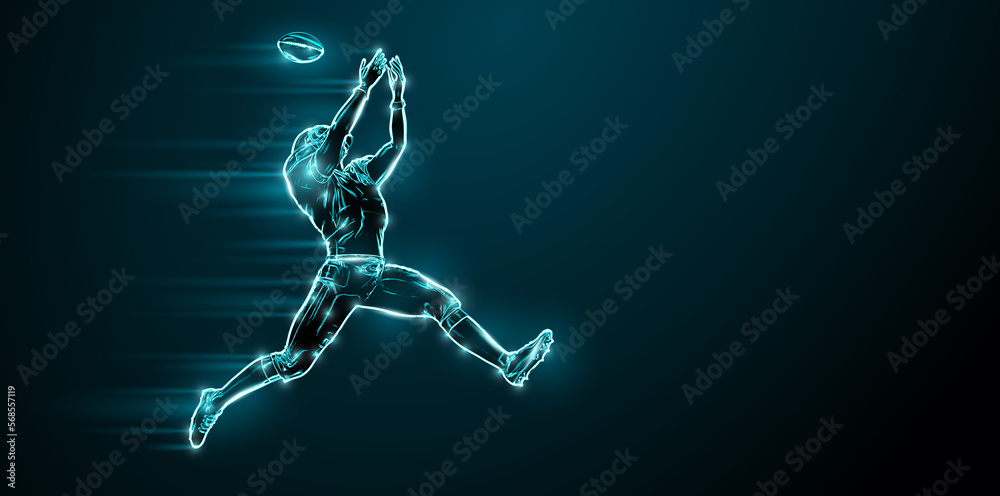 Abstract silhouette of a NFL american football player man in action isolated black background. Abstract silhouette of a NFL american football player man in action isolated black background.
