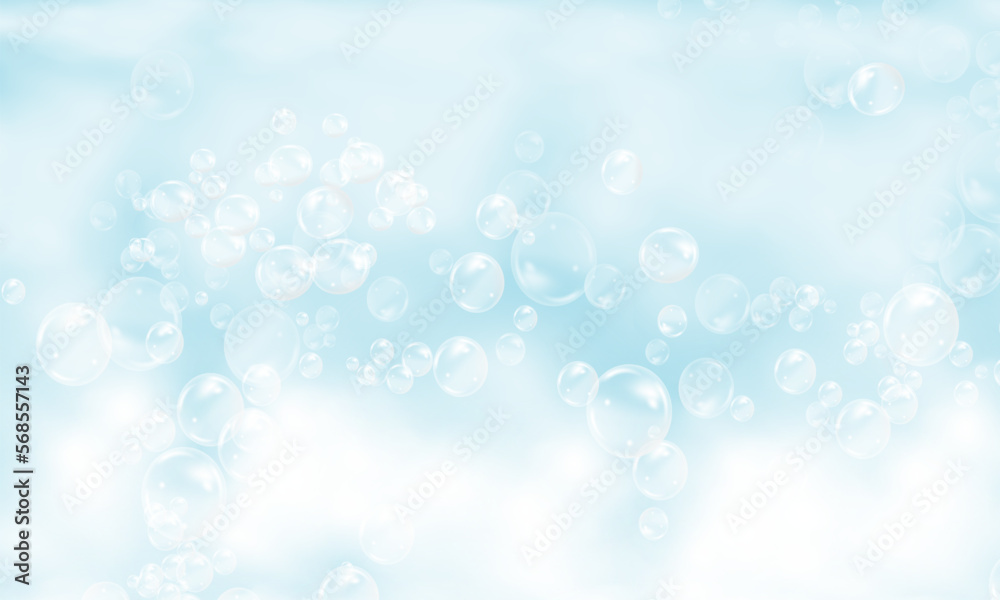 Shampoo bubbles texture.Bath foam background.Sparkling shampoo and bath lather vector illustration. - obrazy, fototapety, plakaty 