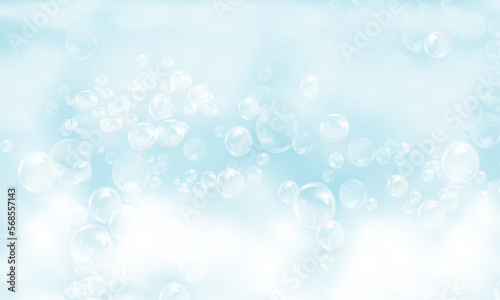 Shampoo bubbles texture.Bath foam background.Sparkling shampoo and bath lather vector illustration.