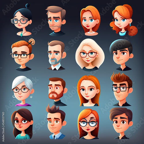 person cartoon avatar templates set